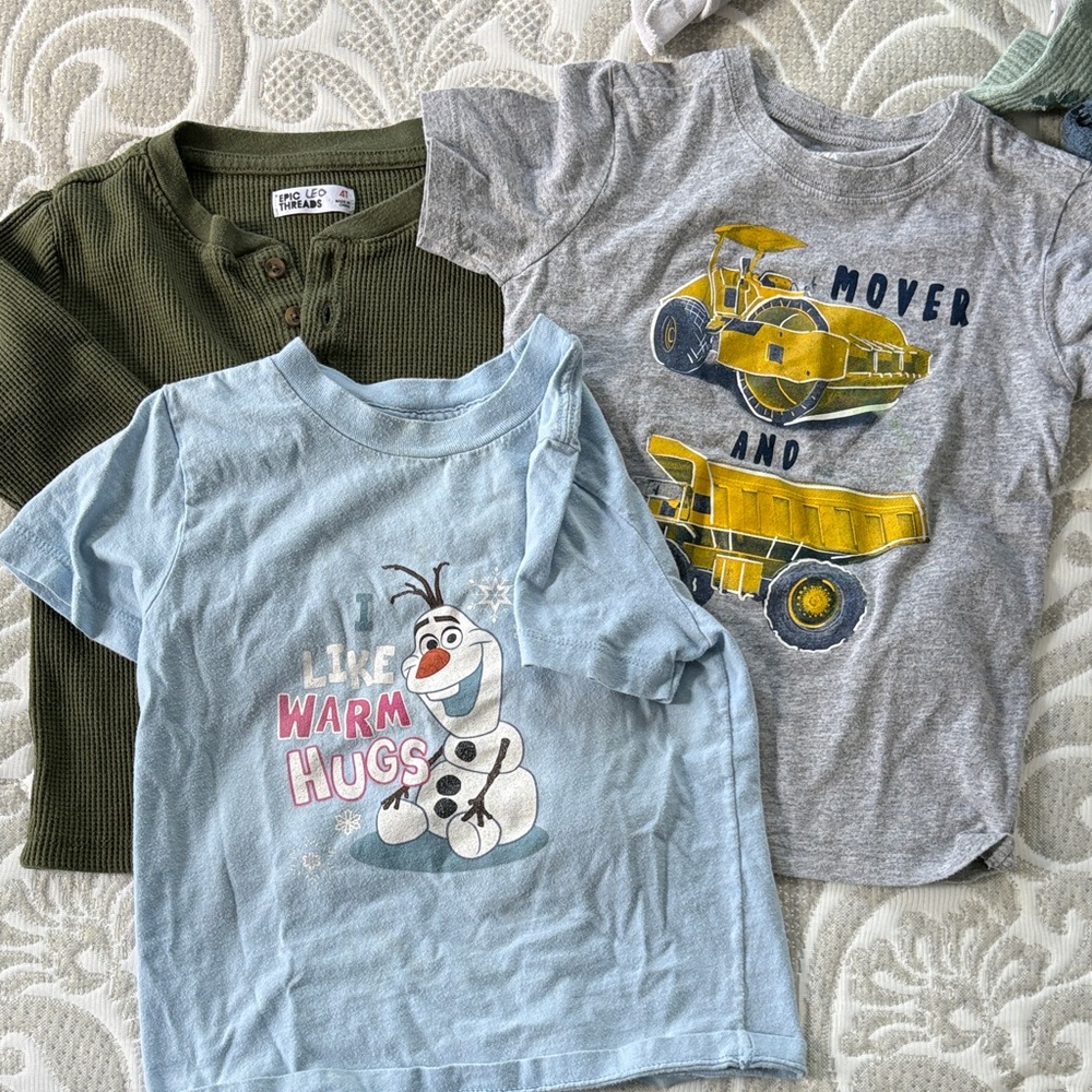 Disney Kids Short Sleeve Tees - Olaf and Construction Theme
